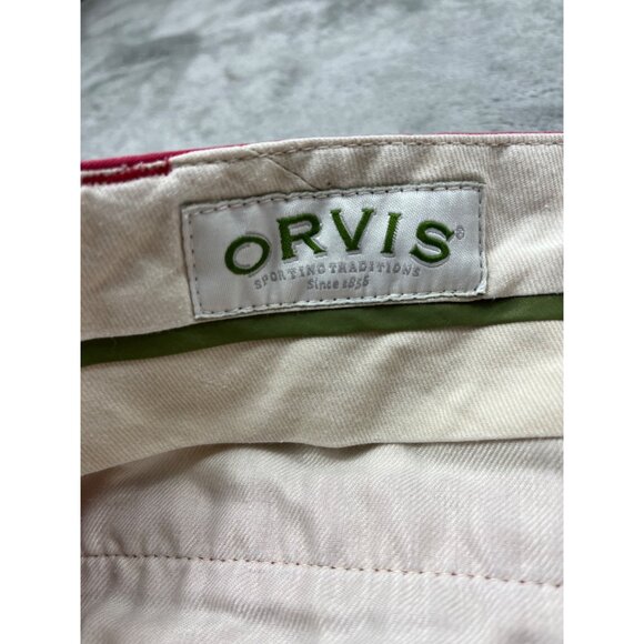Orvis Mens 42 Red Embroidered Elephant Pattern Short Cotton RN70534 Golf Fishing - Picture 3 of 11